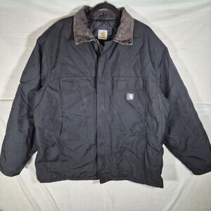 Carhartt C55 BLK Work Jacket Men's XL Made in USA Corduroy Collar Black